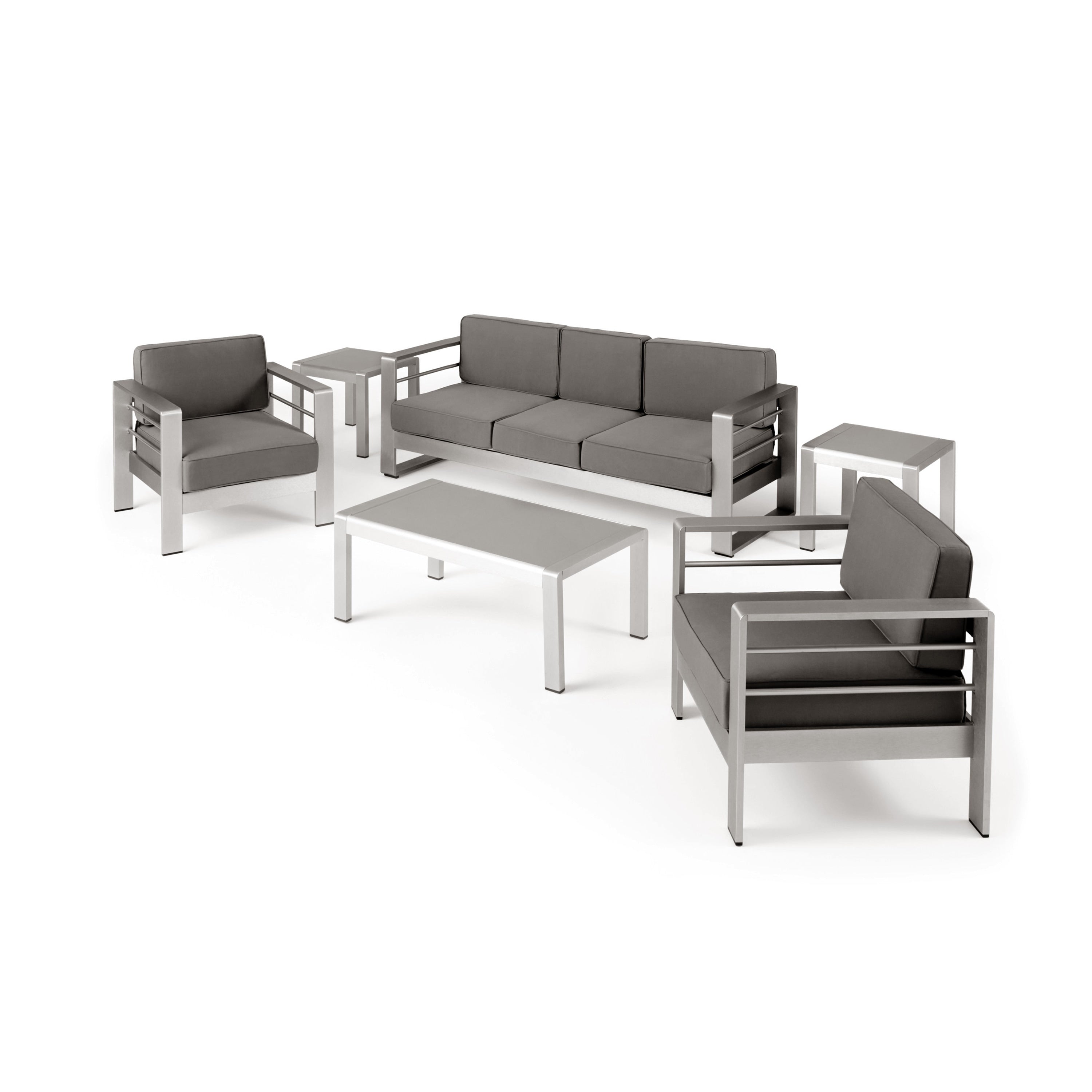 Ensemble de salon de jardin Cape Coral en aluminium 5 places avec 2 tables d'appoint par Christopher Knight Home