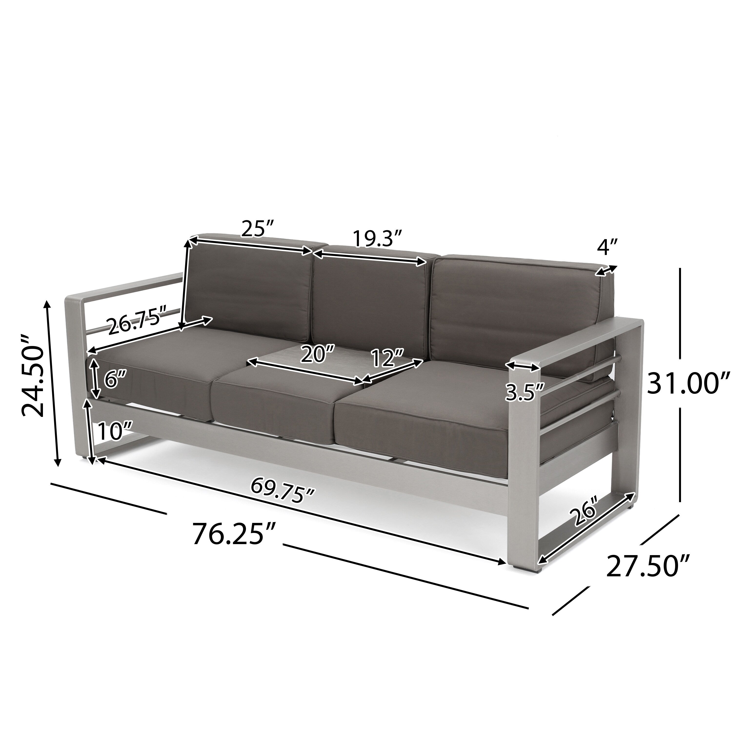 Ensemble de salon de jardin Cape Coral en aluminium 5 places avec 2 tables d'appoint par Christopher Knight Home