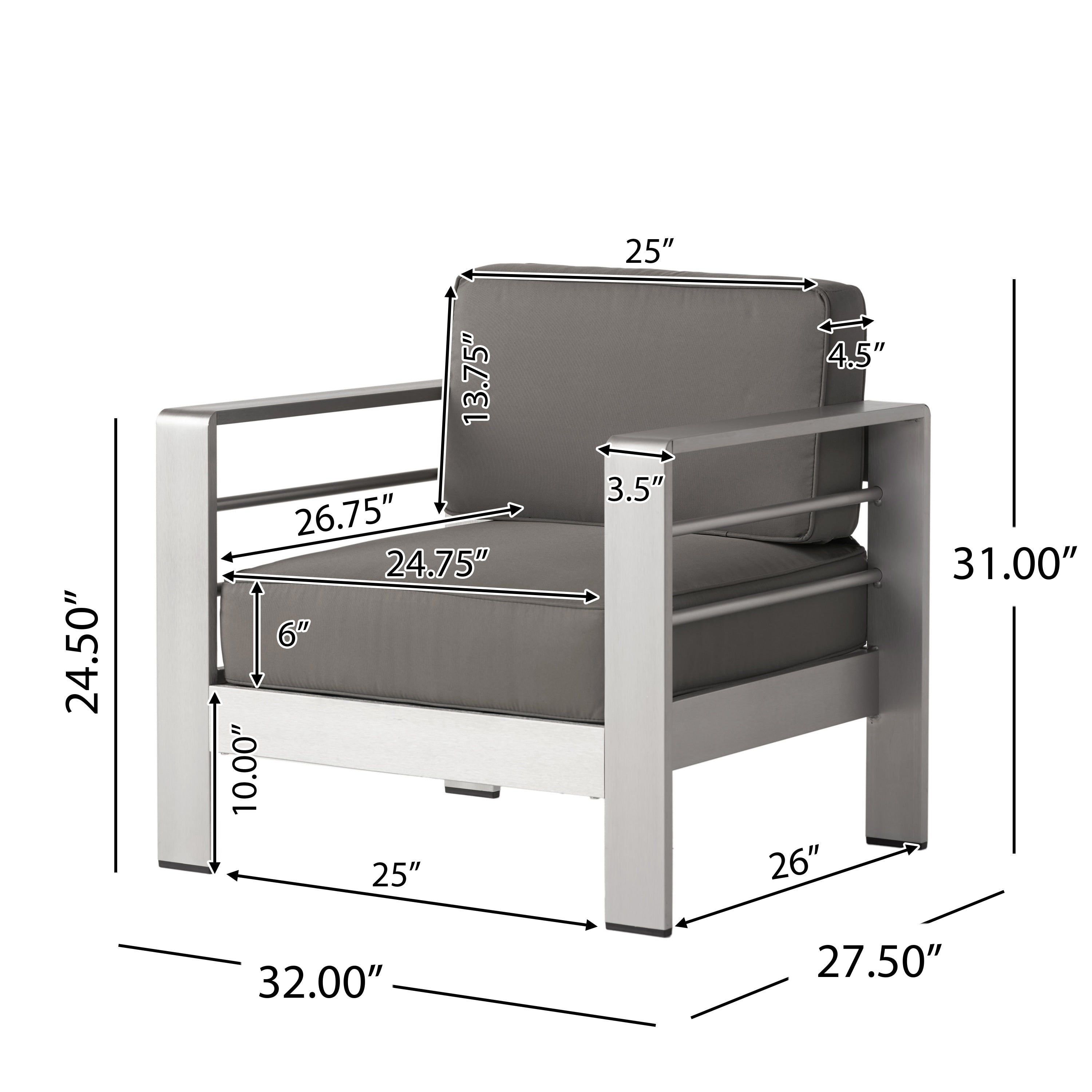 Ensemble de salon de jardin Cape Coral en aluminium 5 places avec 2 tables d'appoint par Christopher Knight Home