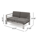 Ensemble de canapés d'extérieur 5 places en V en aluminium avec pouf Cape Coral par Christopher Knight Home