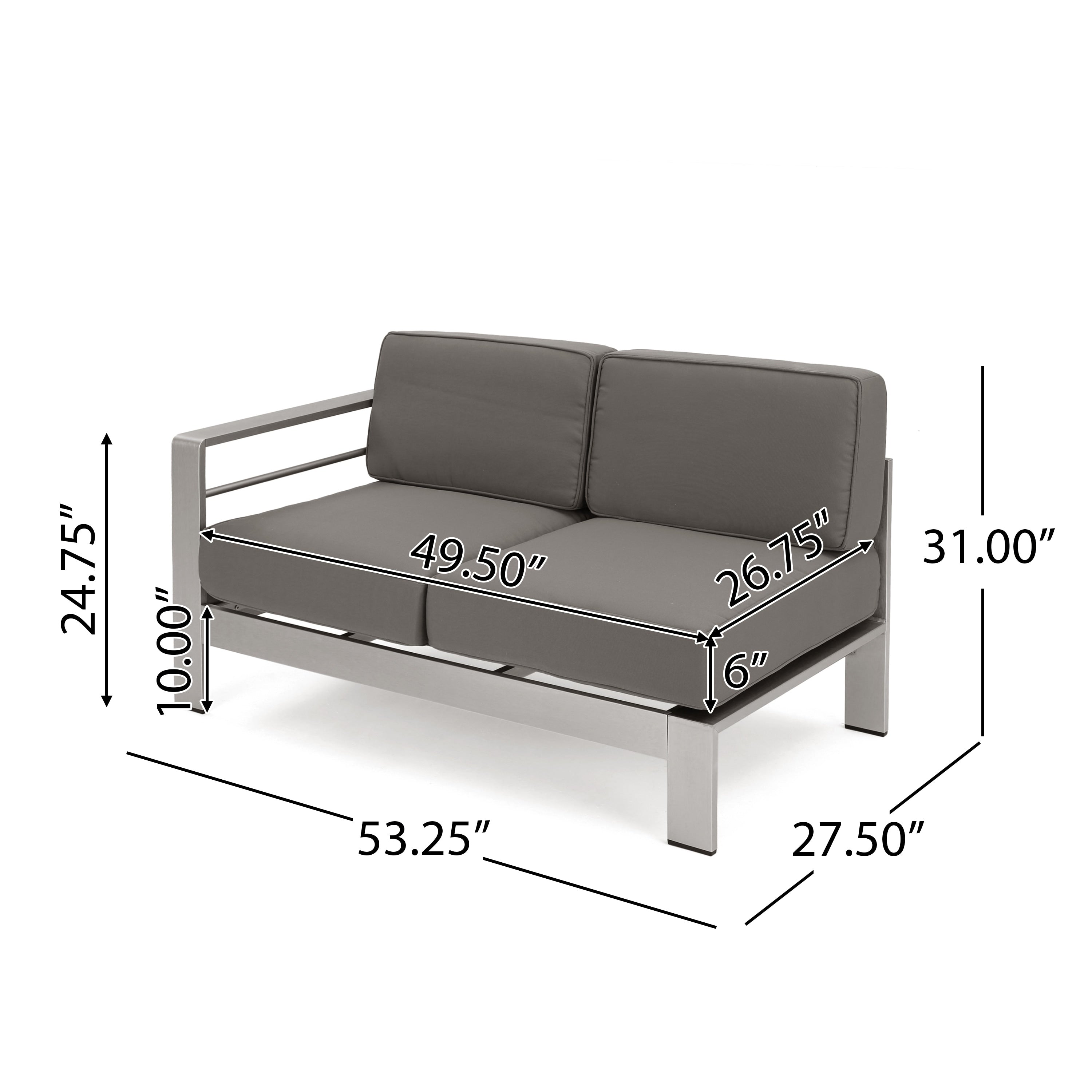 Ensemble de canapés d'extérieur 5 places en V en aluminium avec pouf Cape Coral par Christopher Knight Home
