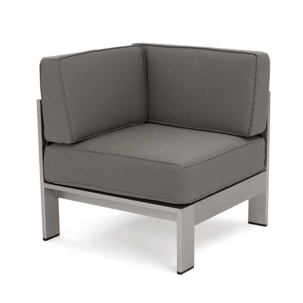 Ensemble de canapés d'extérieur 5 places en V en aluminium avec pouf Cape Coral par Christopher Knight Home