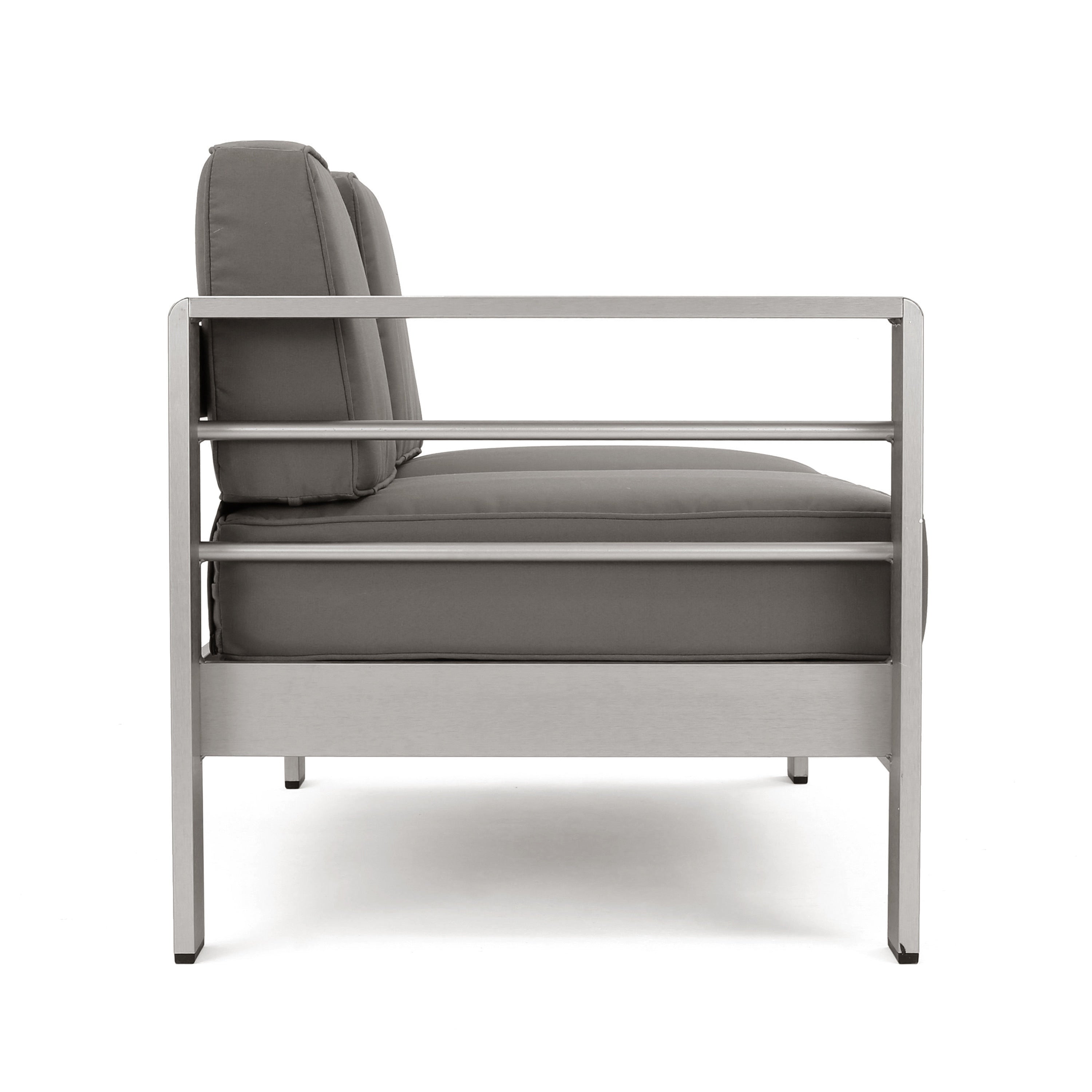 Ensemble de canapés d'extérieur 5 places en V en aluminium avec pouf Cape Coral par Christopher Knight Home