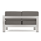 Ensemble de canapés d'extérieur 5 places en V en aluminium avec pouf Cape Coral par Christopher Knight Home