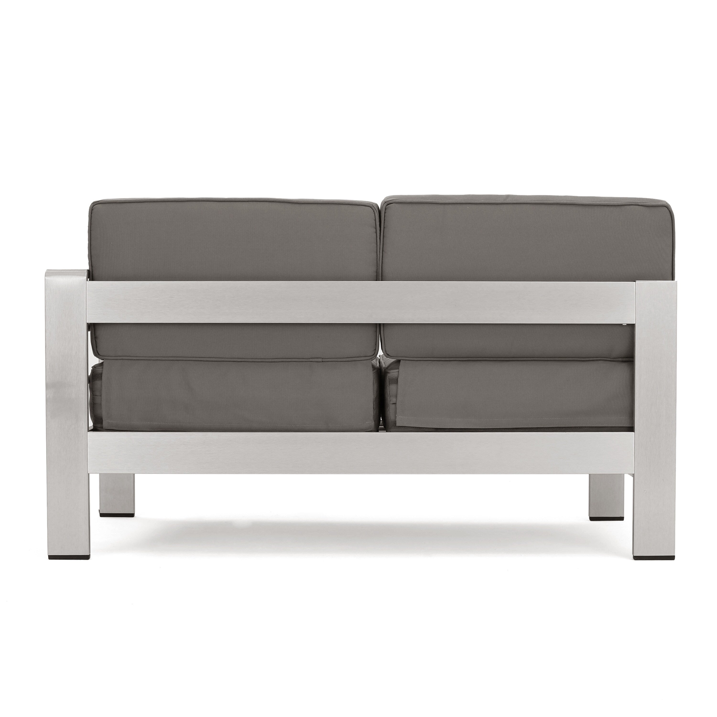 Ensemble de canapés d'extérieur 5 places en V en aluminium avec pouf Cape Coral par Christopher Knight Home