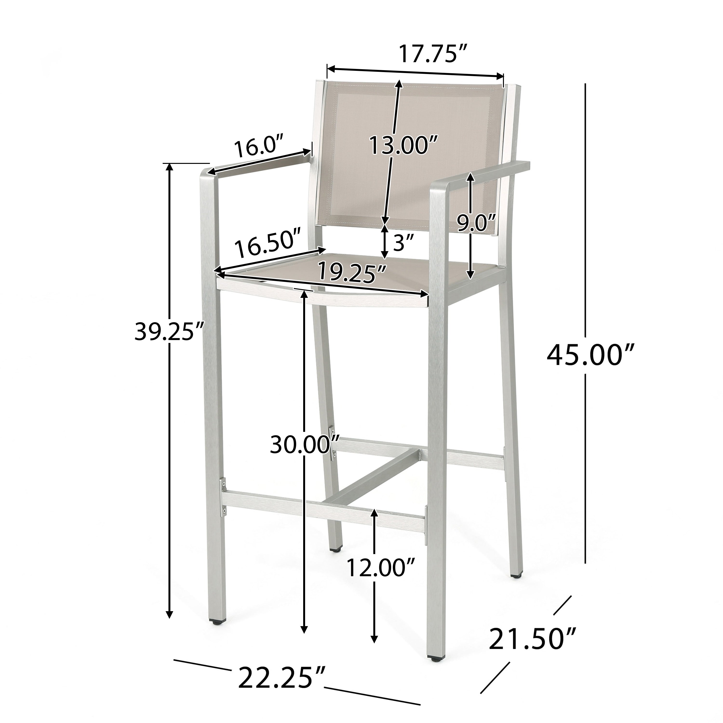 Ensemble de bar carré en aluminium Cape Coral Outdoor 5 pièces par Christopher Knight Home