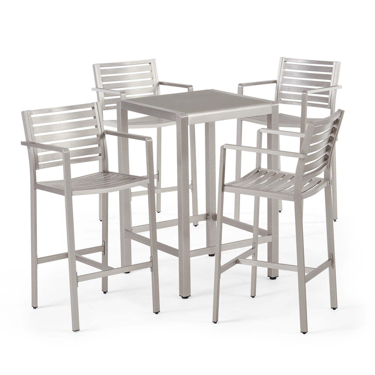 Ensemble de bar carré en aluminium Cape Coral Outdoor 5 pièces par Christopher Knight Home