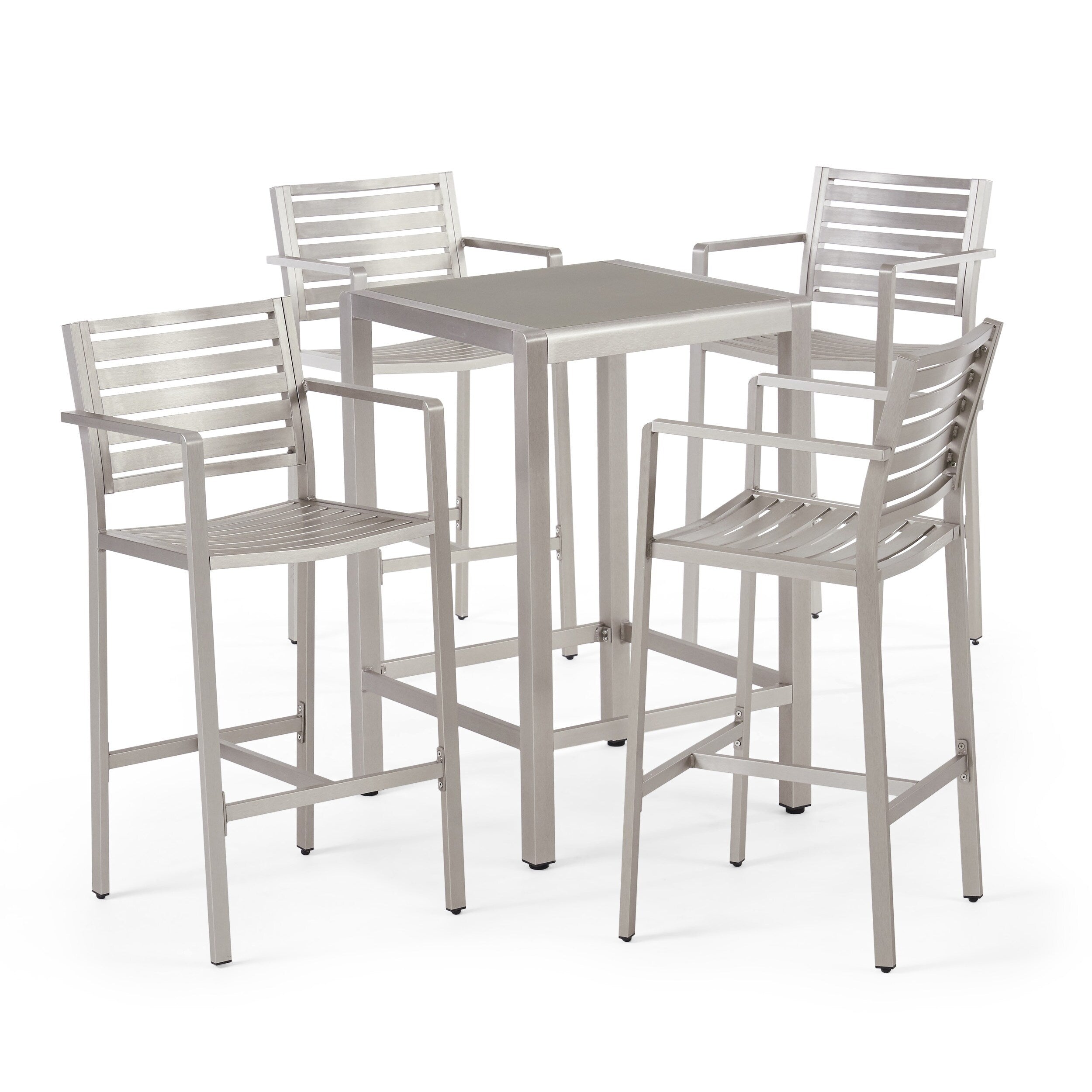 Ensemble de bar carré en aluminium Cape Coral Outdoor 5 pièces par Christopher Knight Home