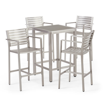 Ensemble de bar carré en aluminium Cape Coral Outdoor 5 pièces par Christopher Knight Home