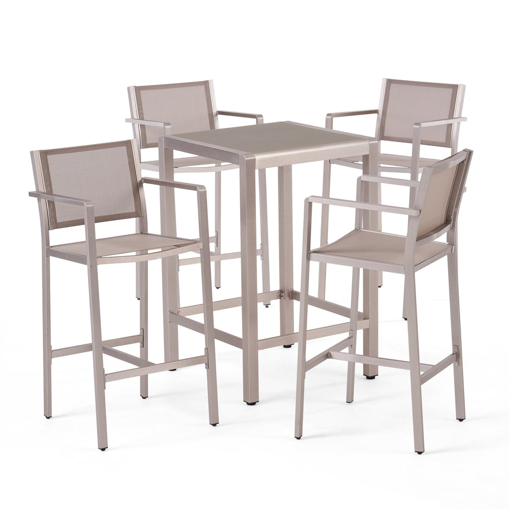 Ensemble de bar carré en aluminium Cape Coral Outdoor 5 pièces par Christopher Knight Home