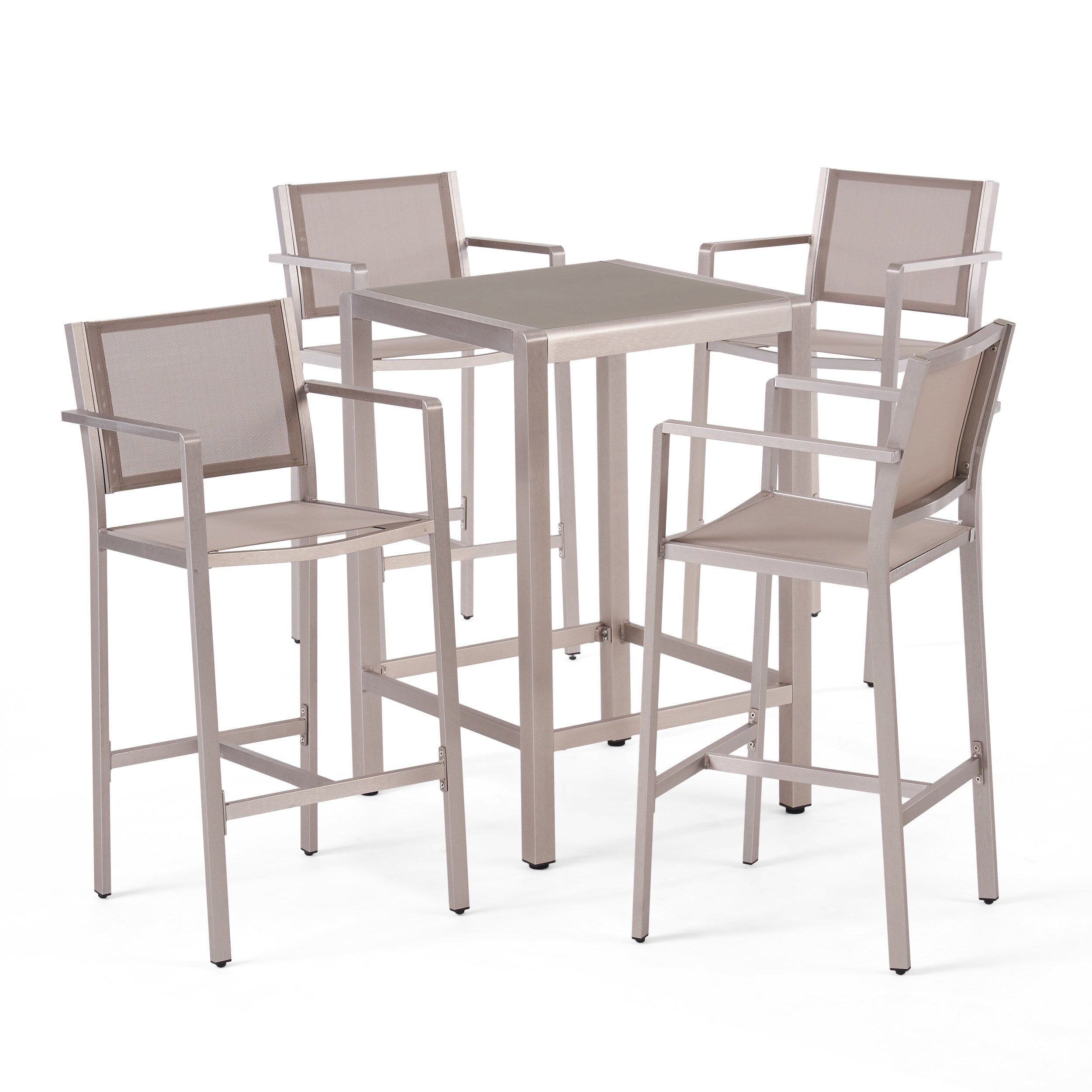 Ensemble de bar carré en aluminium Cape Coral Outdoor 5 pièces par Christopher Knight Home