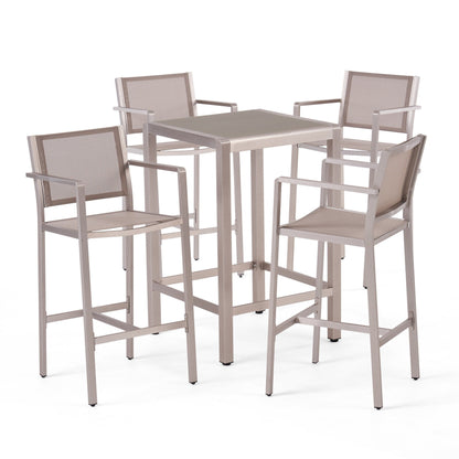 Ensemble de bar carré en aluminium Cape Coral Outdoor 5 pièces par Christopher Knight Home