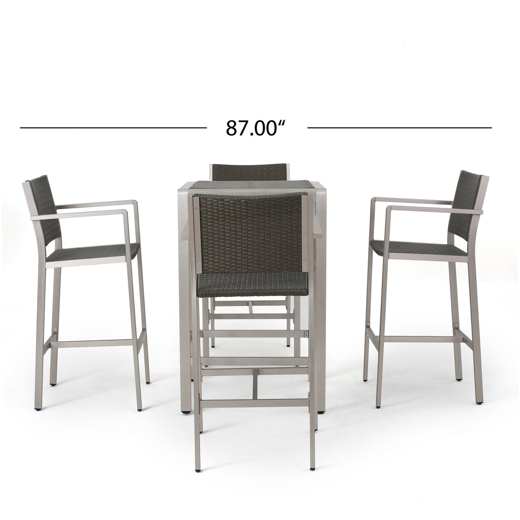Ensemble de bar carré en aluminium Cape Coral Outdoor 5 pièces par Christopher Knight Home