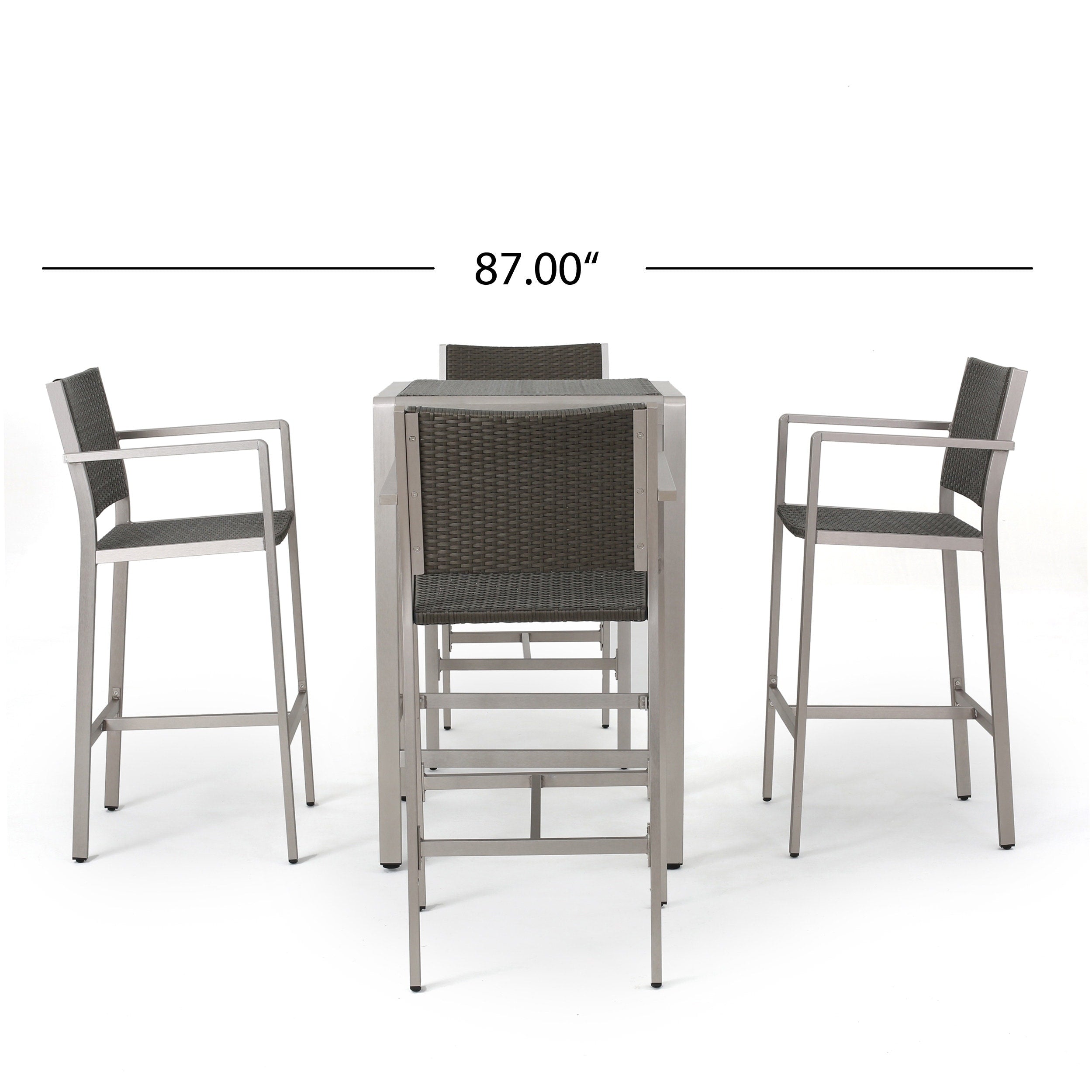 Ensemble de bar carré en aluminium Cape Coral Outdoor 5 pièces par Christopher Knight Home