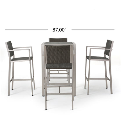 Ensemble de bar carré en aluminium Cape Coral Outdoor 5 pièces par Christopher Knight Home