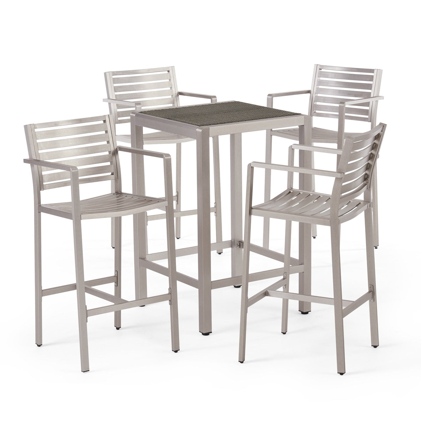 Ensemble de bar carré en aluminium Cape Coral Outdoor 5 pièces par Christopher Knight Home