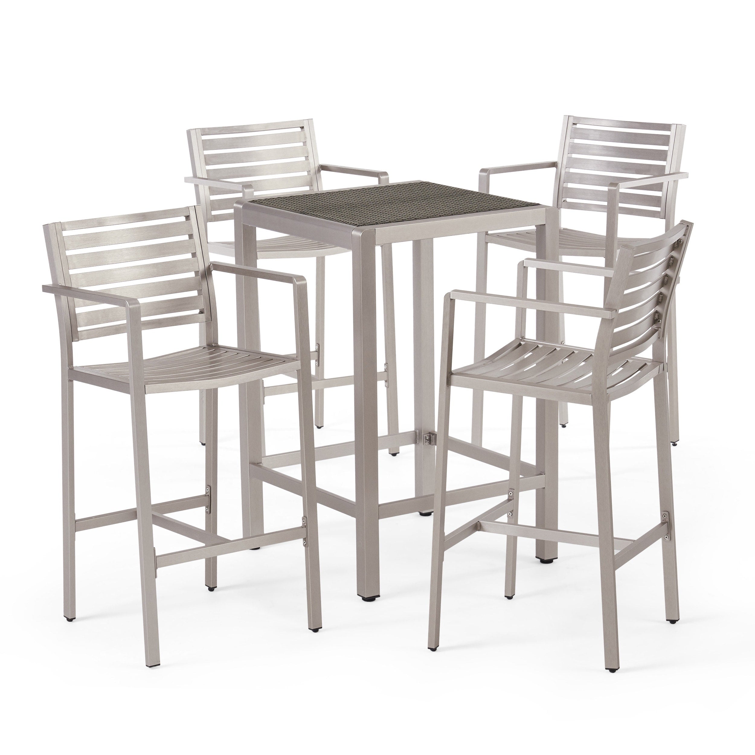 Ensemble de bar carré en aluminium Cape Coral Outdoor 5 pièces par Christopher Knight Home