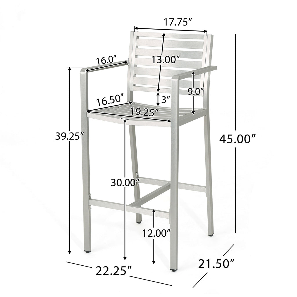 Ensemble de bar carré en aluminium Cape Coral Outdoor 5 pièces par Christopher Knight Home