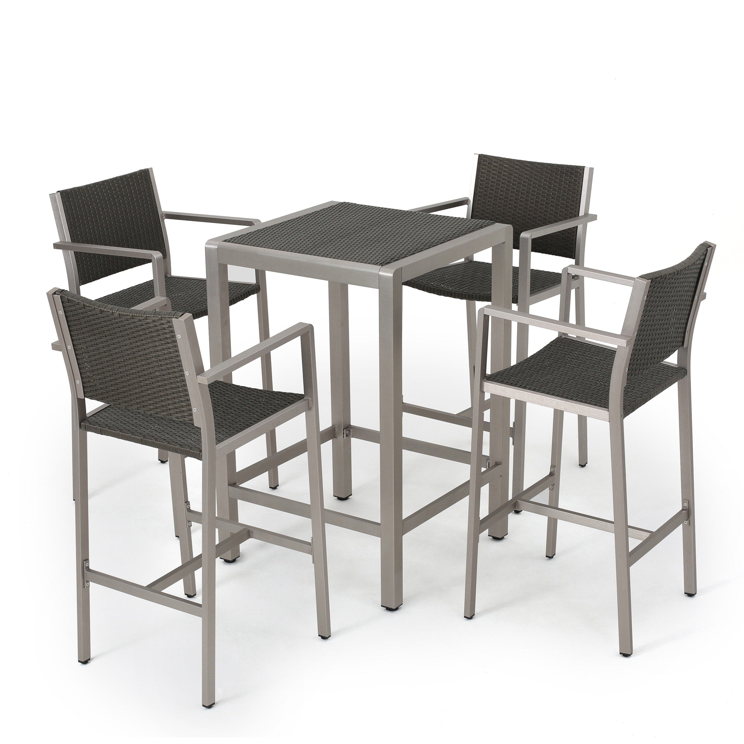Ensemble de bar carré en aluminium Cape Coral Outdoor 5 pièces par Christopher Knight Home