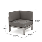 Ensemble de canapés d'extérieur 6 places en V en aluminium avec pouf Cape Coral par Christopher Knight Home
