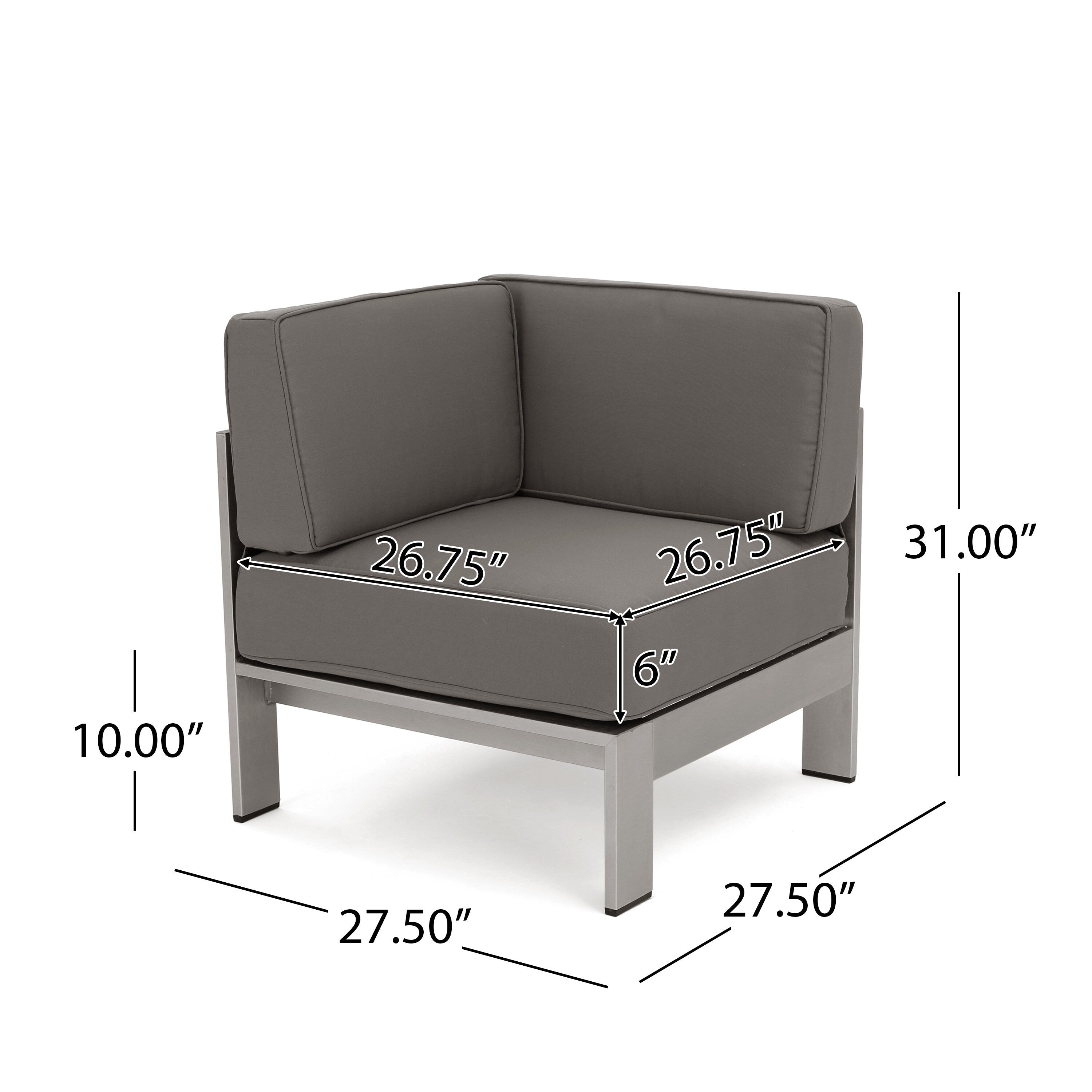 Ensemble de canapés d'extérieur 6 places en V en aluminium avec pouf Cape Coral par Christopher Knight Home