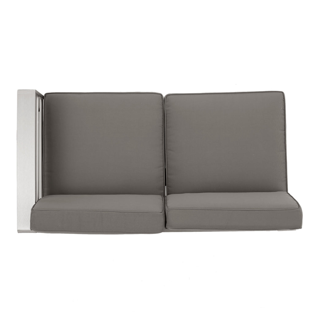 Ensemble de canapés d'extérieur 6 places en V en aluminium avec pouf Cape Coral par Christopher Knight Home
