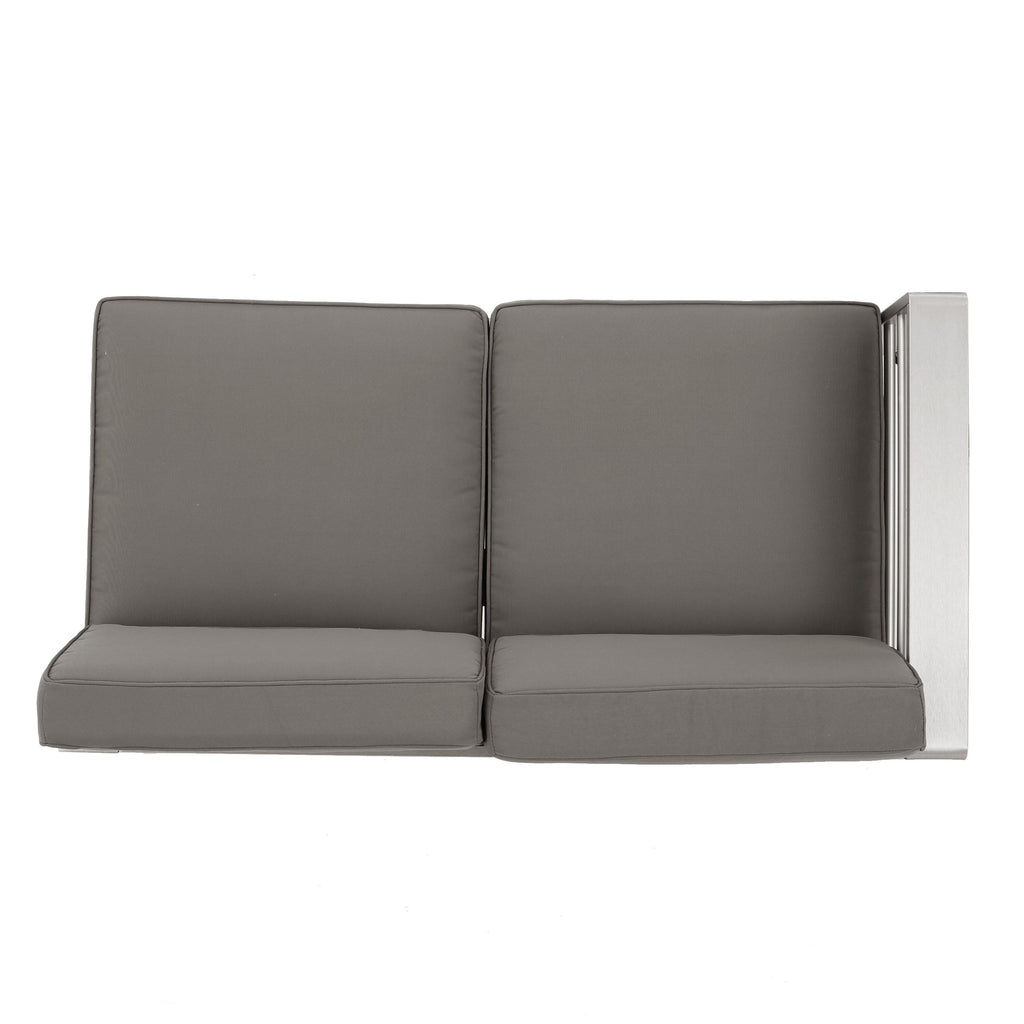 Ensemble de canapés d'extérieur 6 places en V en aluminium avec pouf Cape Coral par Christopher Knight Home