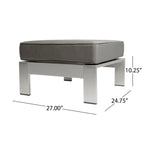 Ensemble de canapés d'extérieur 6 places en V en aluminium avec pouf Cape Coral par Christopher Knight Home