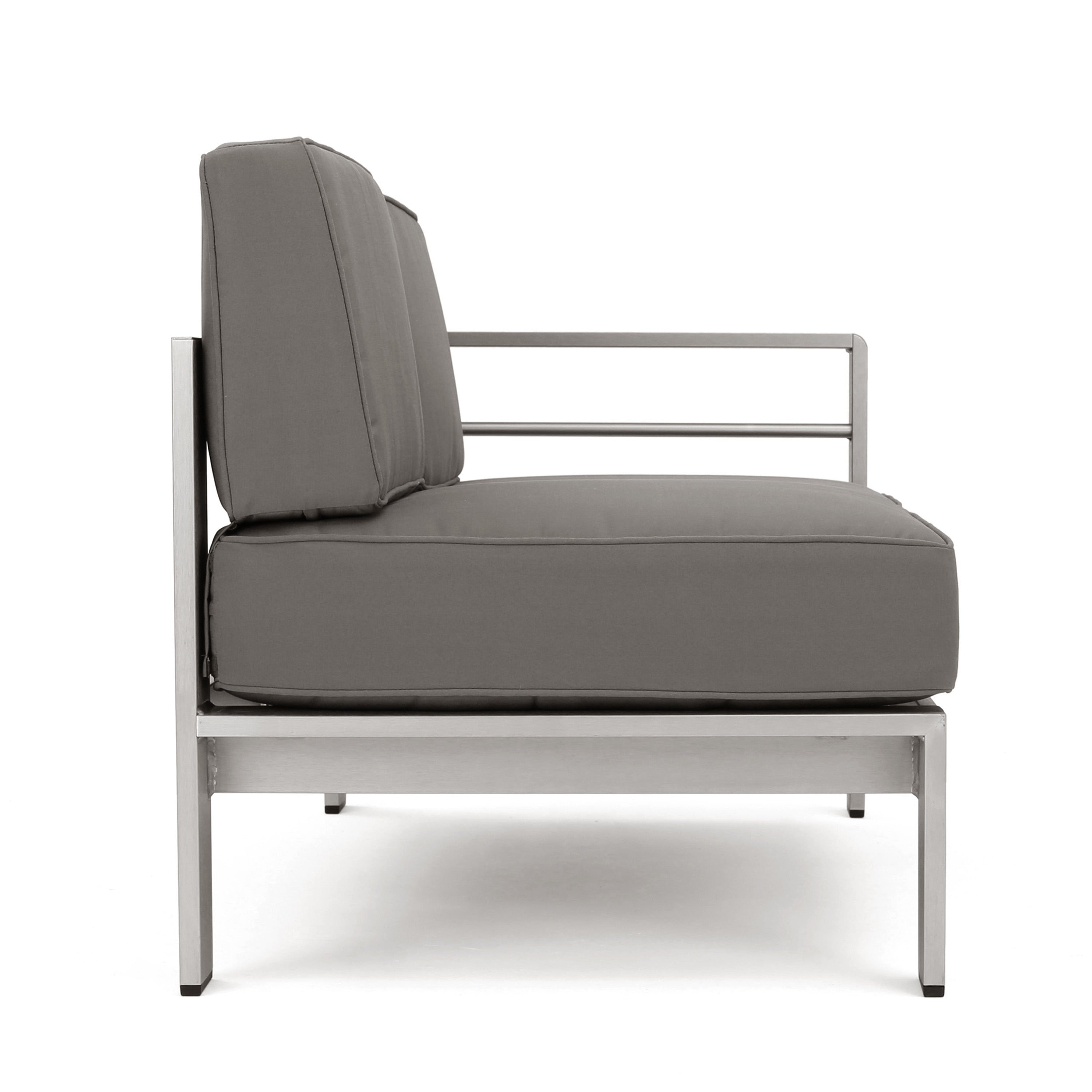 Ensemble de canapés d'extérieur 6 places en V en aluminium avec pouf Cape Coral par Christopher Knight Home