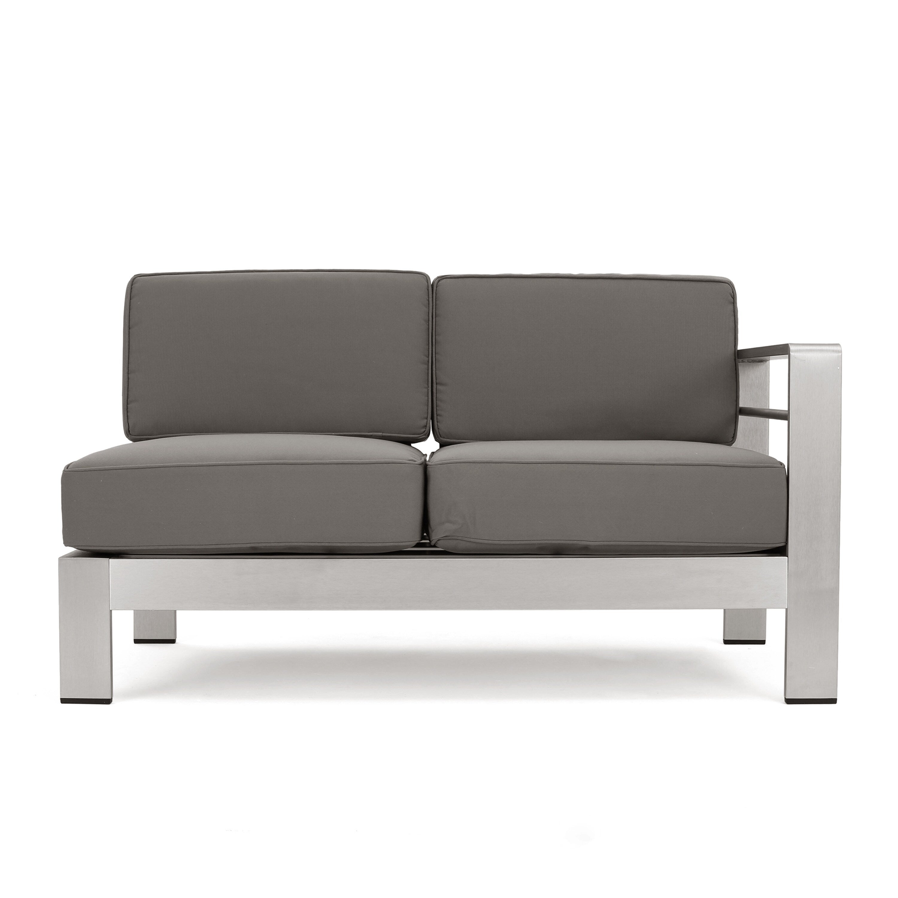 Ensemble de canapés d'extérieur 6 places en V en aluminium avec pouf Cape Coral par Christopher Knight Home