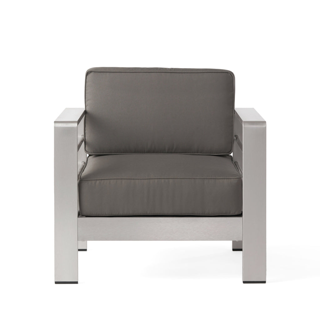 Ensemble de canapés d'extérieur 6 places en V en aluminium avec pouf Cape Coral par Christopher Knight Home
