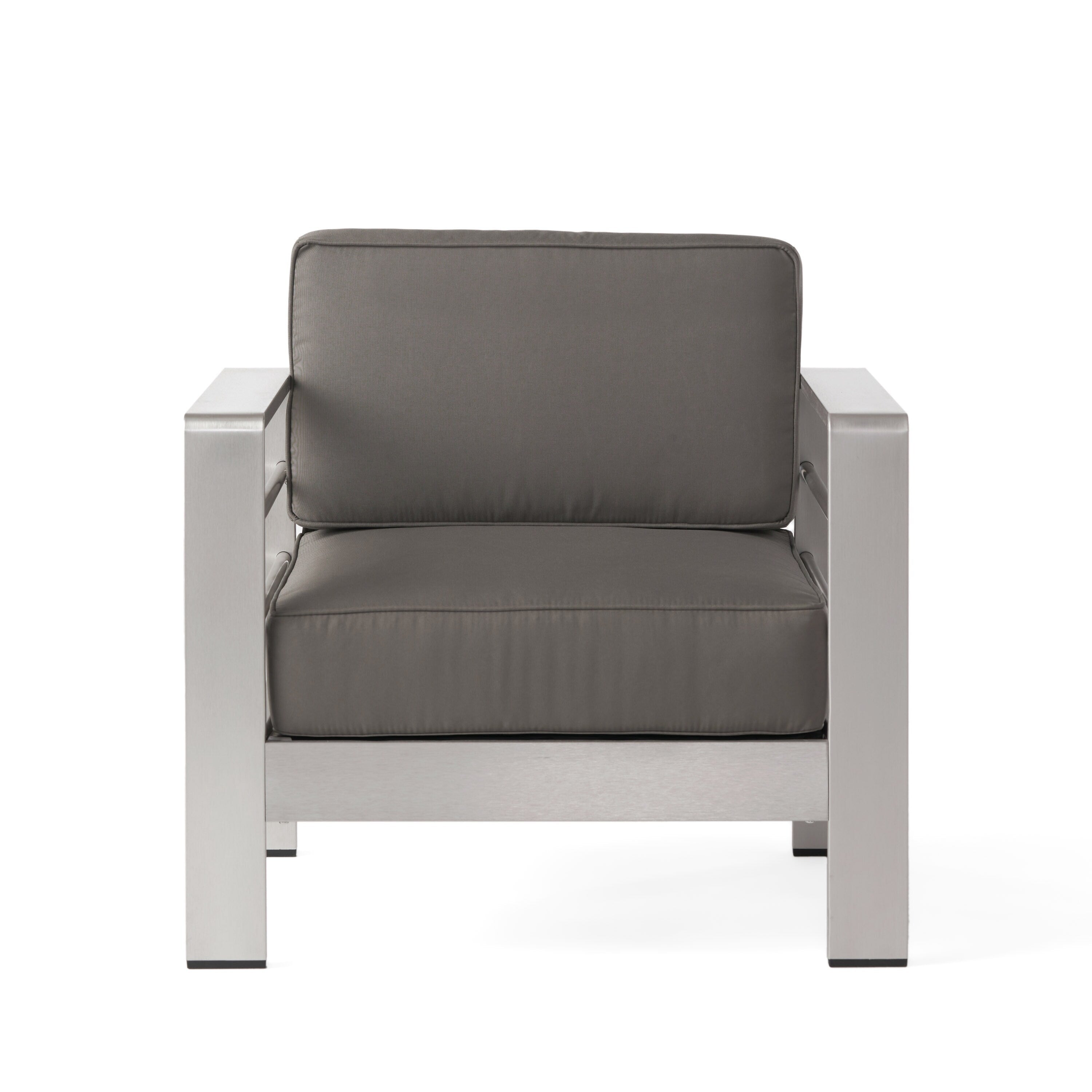 Ensemble de canapés d'extérieur 6 places en V en aluminium avec pouf Cape Coral par Christopher Knight Home