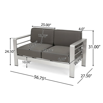 Ensemble de canapés d'extérieur 7 places en aluminium avec table basse Cape Coral par Christopher Knight Home