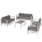 Ensemble de canapés d'extérieur 7 places en aluminium avec table basse Cape Coral par Christopher Knight Home