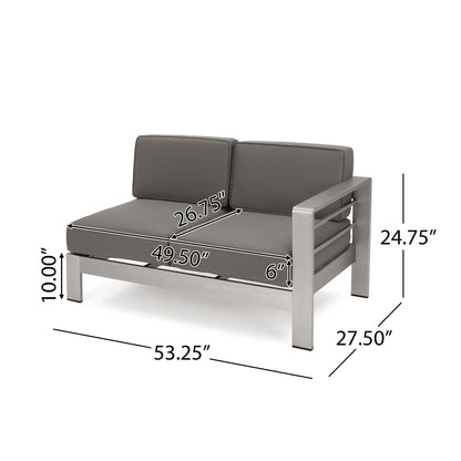 Salon de jardin extensible en aluminium Cape Coral 7 places avec foyer par Christopher Knight Home