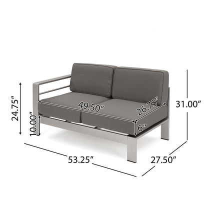 Salon de jardin extensible en aluminium Cape Coral 7 places avec foyer par Christopher Knight Home