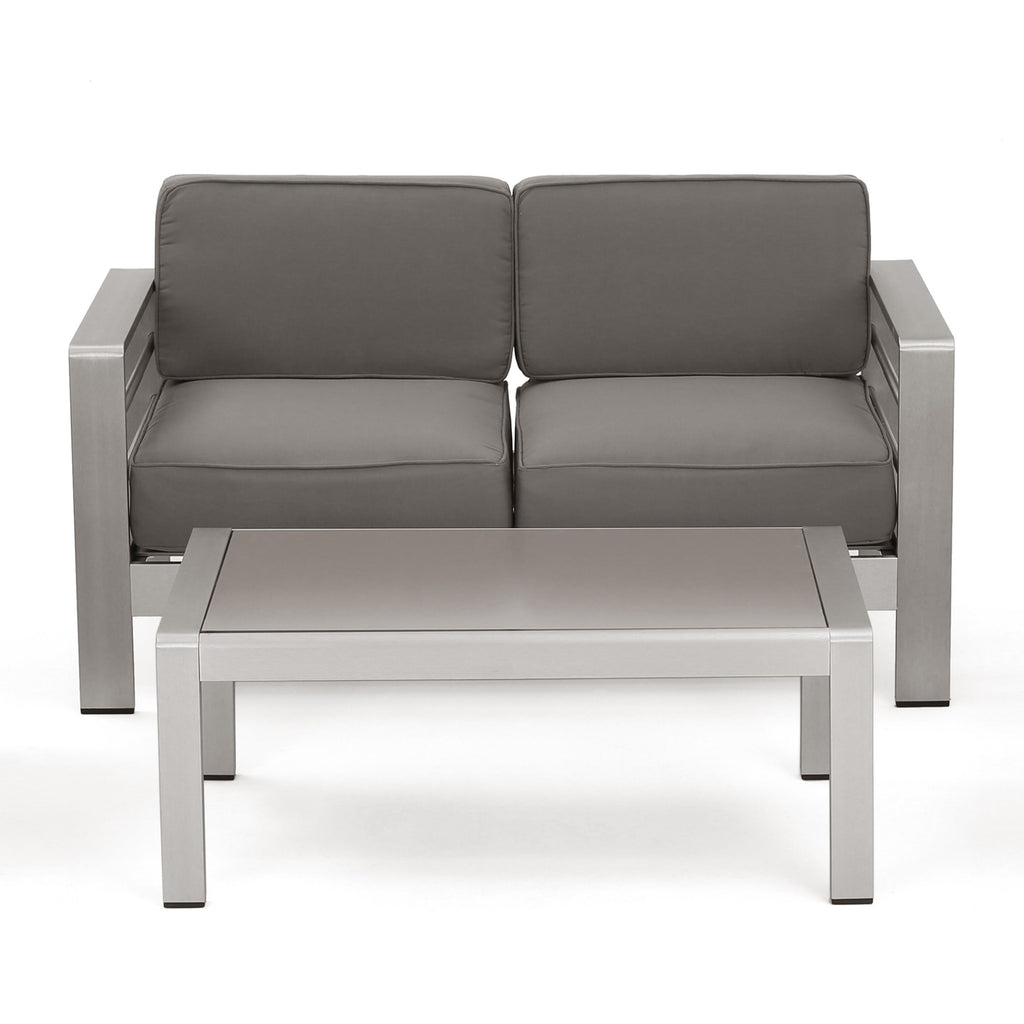 Ensemble de jardin 2 pièces en aluminium Cape Coral avec coussins par Christopher Knight Home