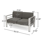 Ensemble de jardin 2 pièces en aluminium Cape Coral avec coussins par Christopher Knight Home
