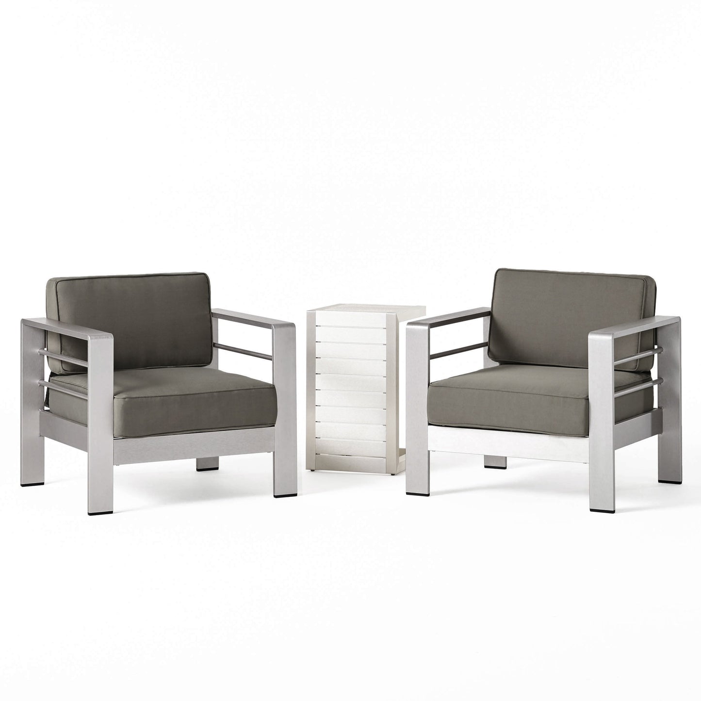 Salon de jardin Cape Coral en aluminium 3 pièces avec table en C par Christopher Knight Home