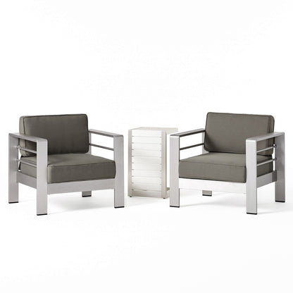 Salon de jardin Cape Coral en aluminium 3 pièces avec table en C par Christopher Knight Home