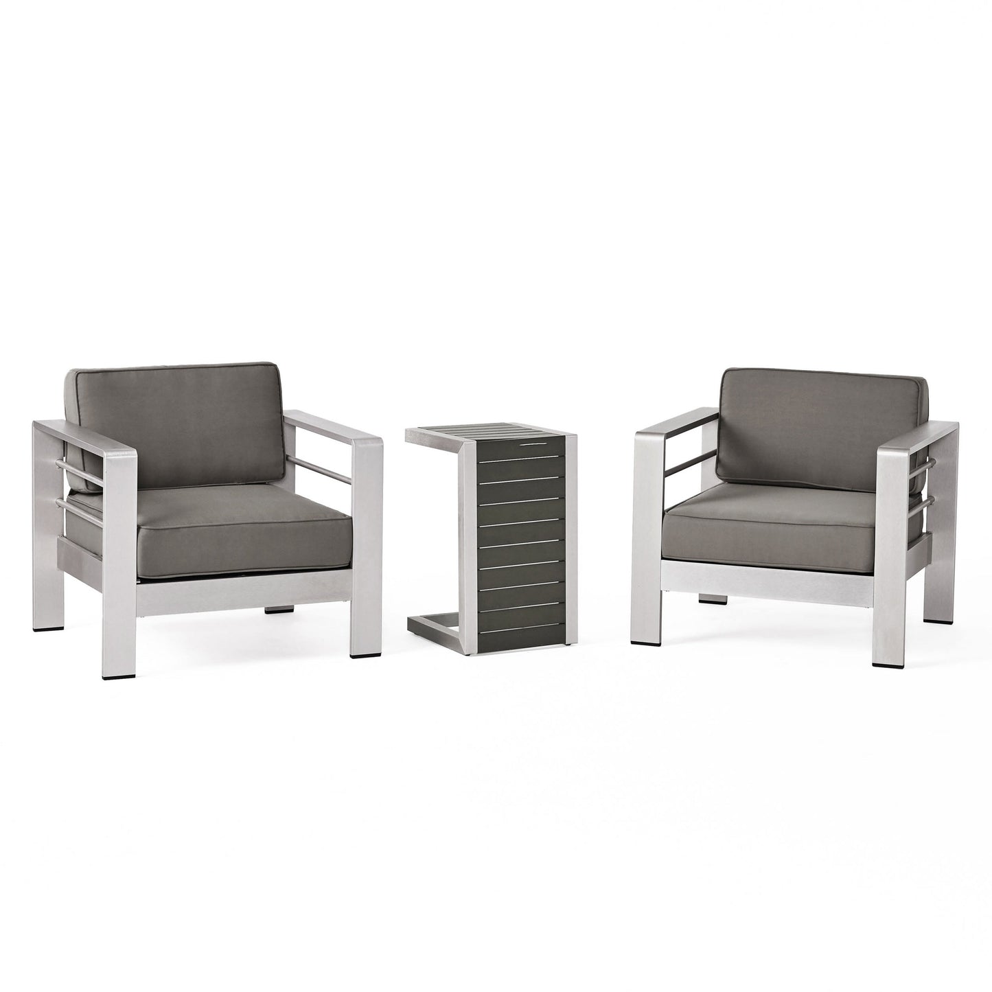 Salon de jardin Cape Coral en aluminium 3 pièces avec table en C par Christopher Knight Home