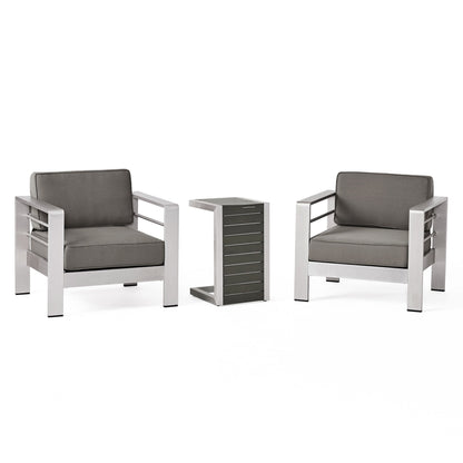 Salon de jardin Cape Coral en aluminium 3 pièces avec table en C par Christopher Knight Home