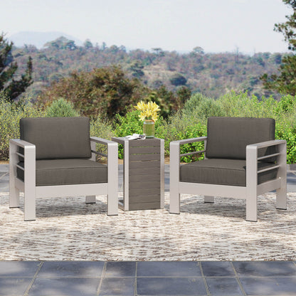 Salon de jardin Cape Coral en aluminium 3 pièces avec table en C par Christopher Knight Home