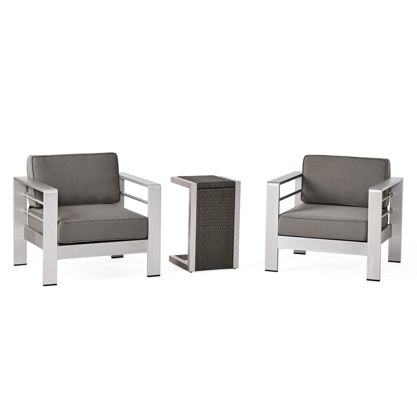 Salon de jardin Cape Coral en aluminium 3 pièces avec table en C par Christopher Knight Home