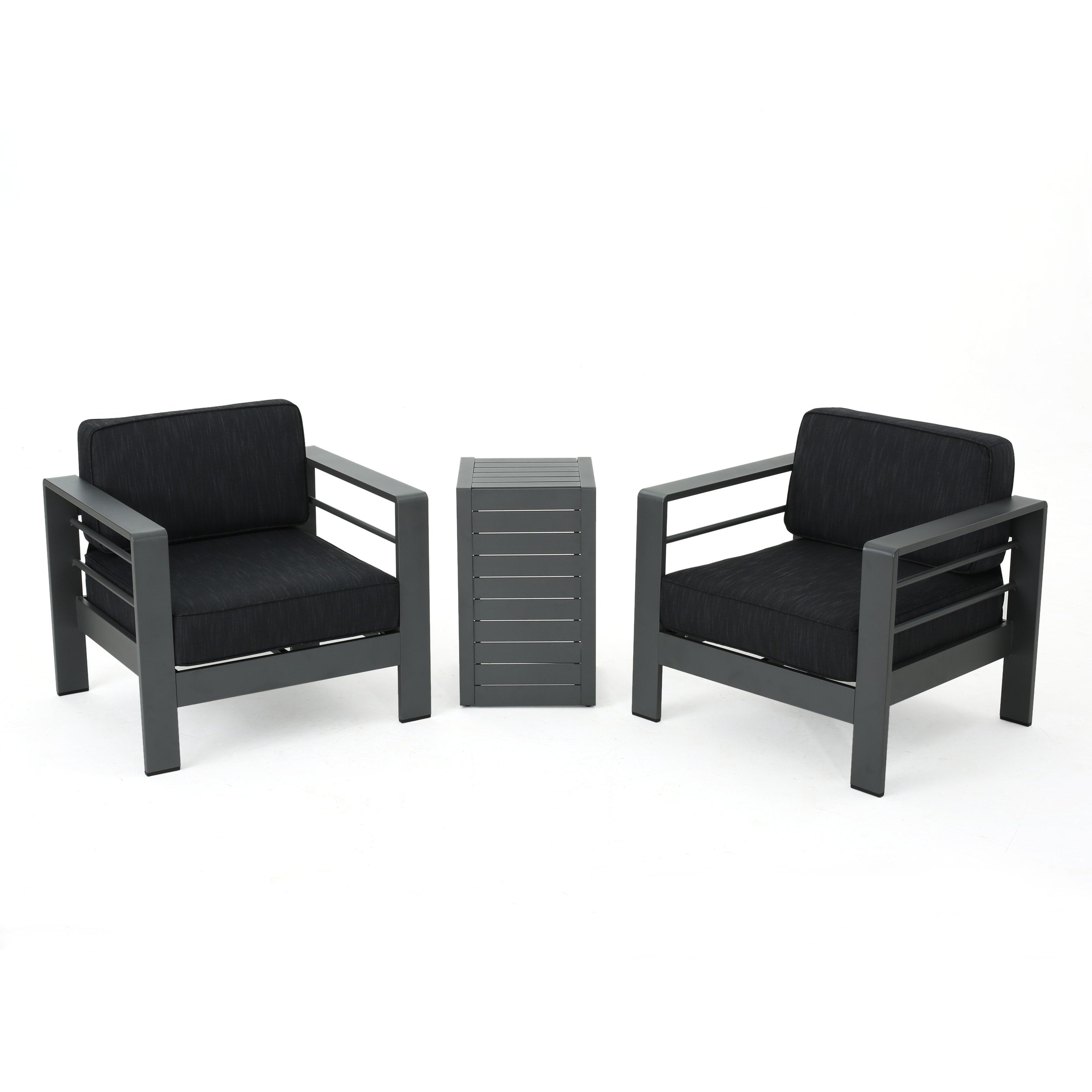 Salon de jardin Cape Coral en aluminium 3 pièces avec coussins par Christopher Knight Home