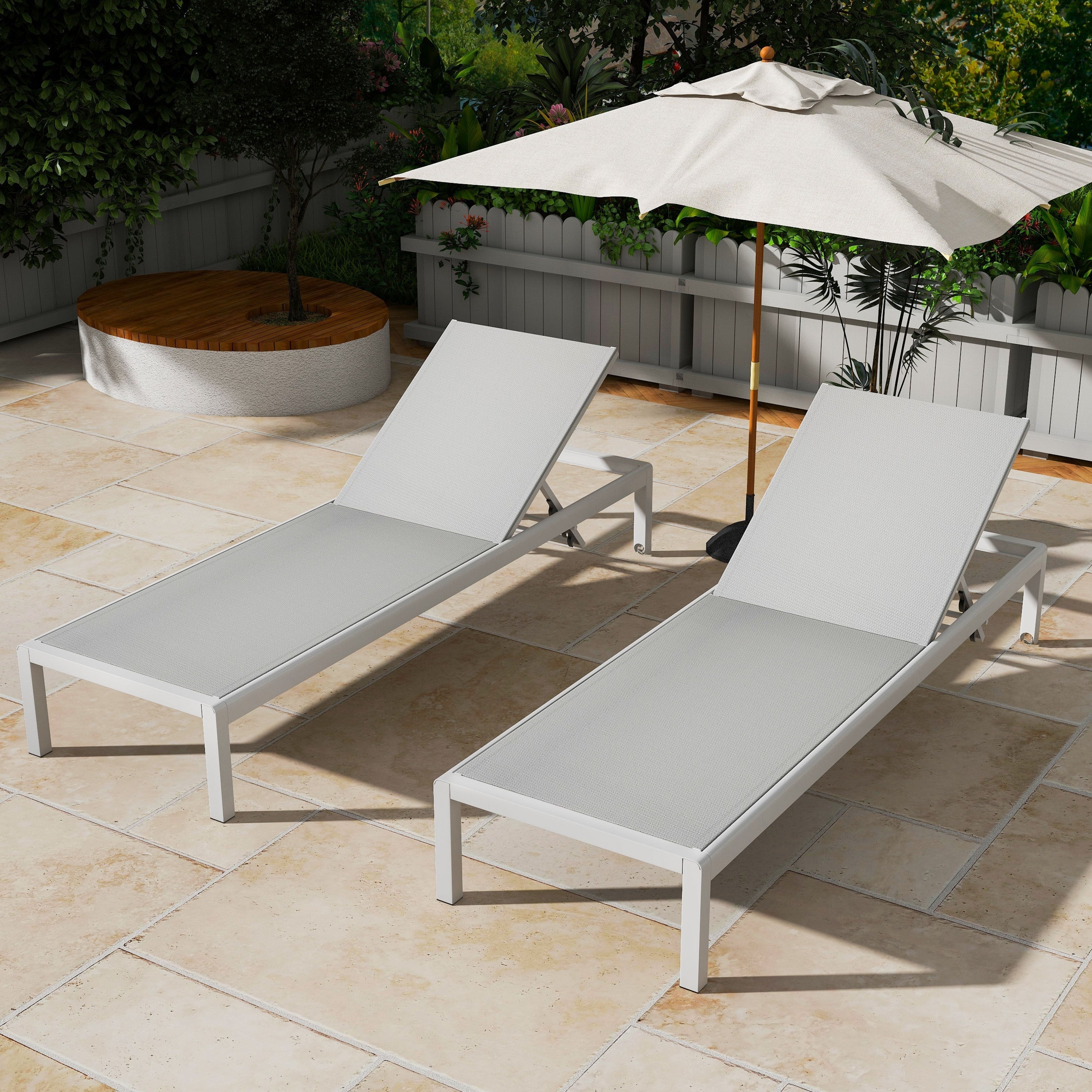 Chaise longue d'extérieur en aluminium Cape Coral (lot de 2) par Christopher Knight Home - 77,56 po x 25,20 po x 11,80 po