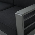 Ensemble de canapés d'extérieur en aluminium Cape Coral avec table à feu par Christopher Knight Home