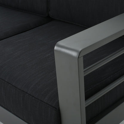 Ensemble de canapés d'extérieur en aluminium Cape Coral avec table à feu par Christopher Knight Home