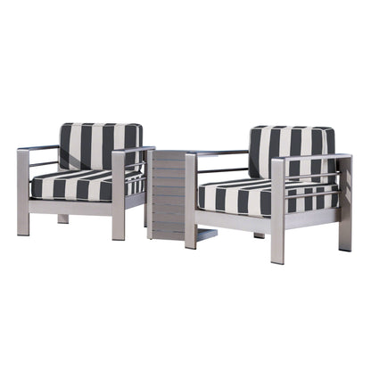 Salon de jardin Cape Coral en aluminium 3 pièces avec table en C par Christopher Knight Home