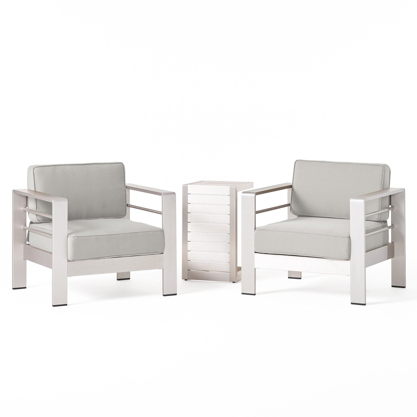 Salon de jardin Cape Coral en aluminium 3 pièces avec table en C par Christopher Knight Home